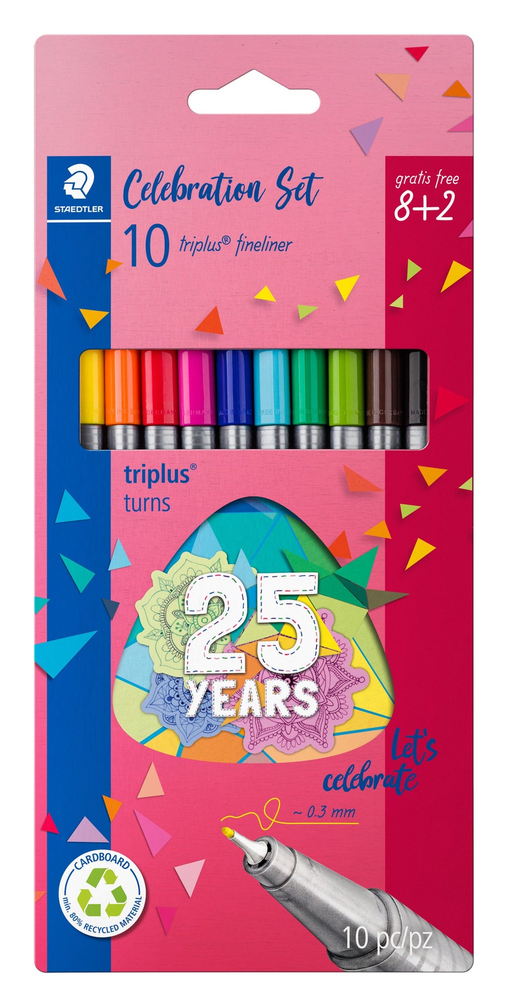 Marcador Escrita Fineliner Triplus 10 unidades 25 Anos Staedtler