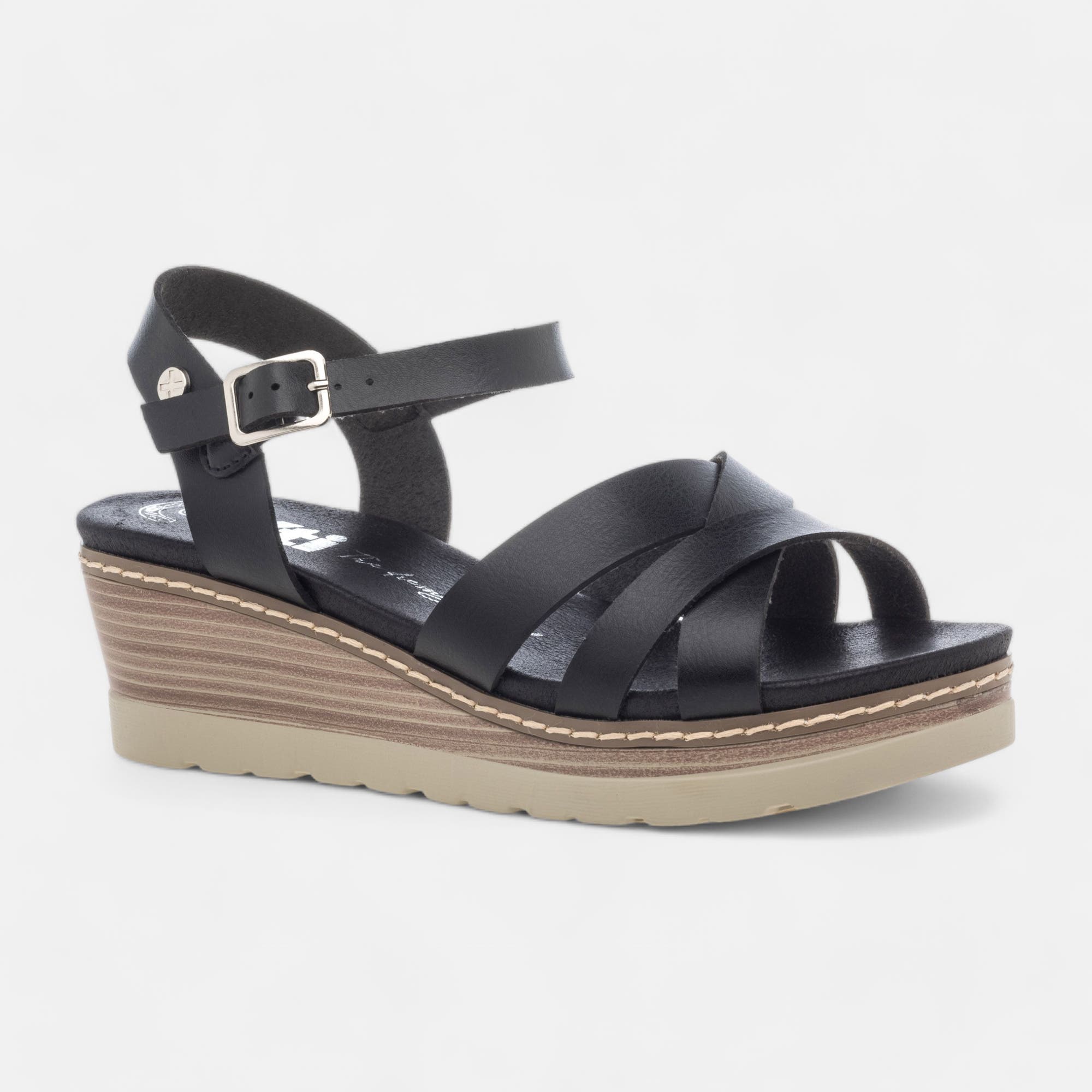 Sandales à talon compensé Femme noir