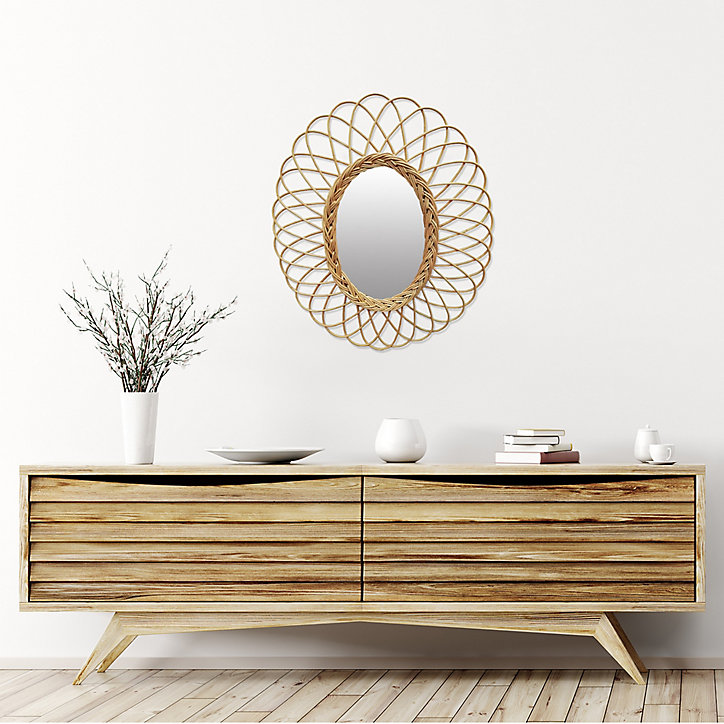 Miroir ovale rotin naturel l.50 x H.58 cm