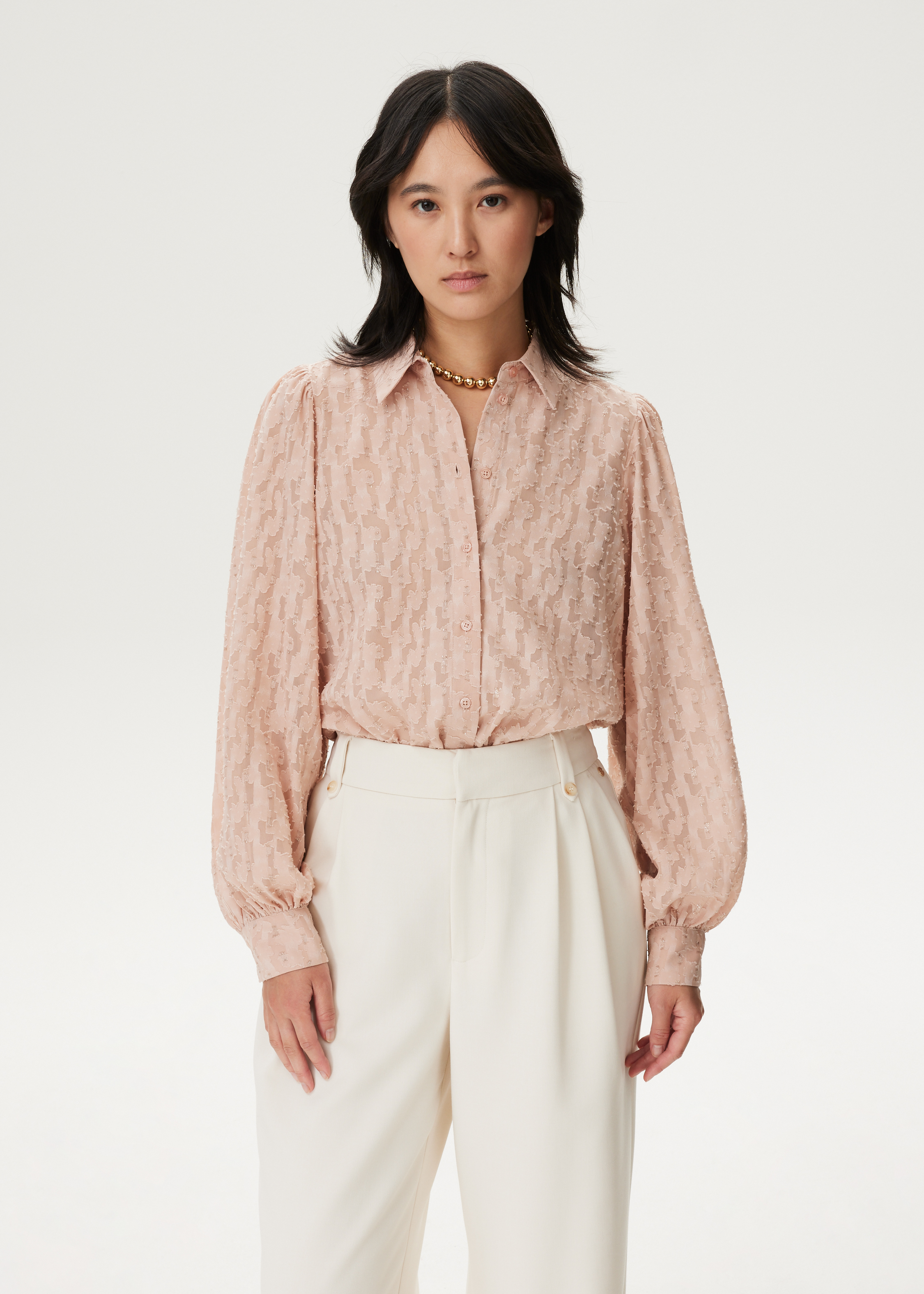 Blouse met glitter plumetis