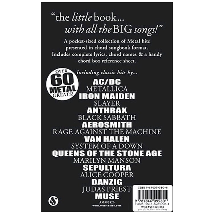 MusicSales The Little Black Book of Metal Hits
