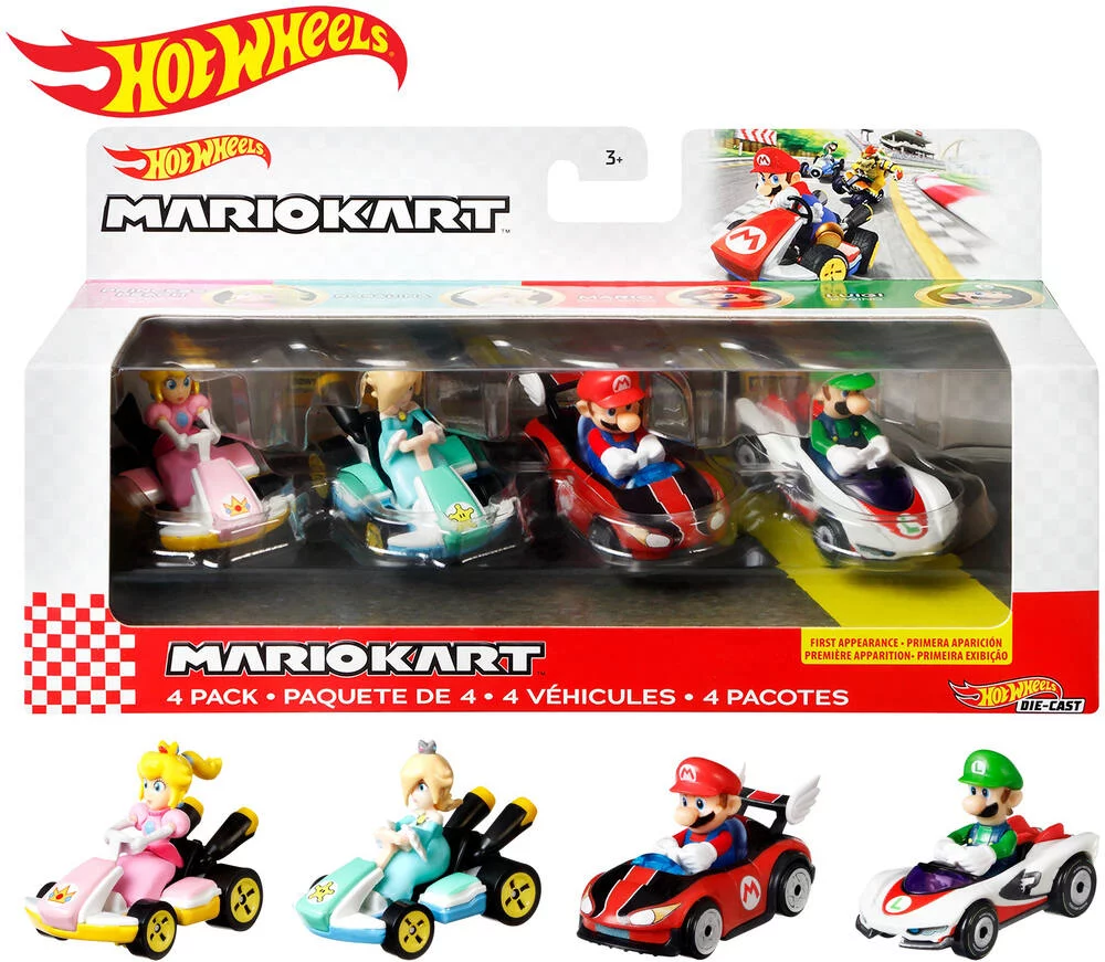 HOT WHEELS  - COFFRETS 4 VÉHICULES MARIO KART