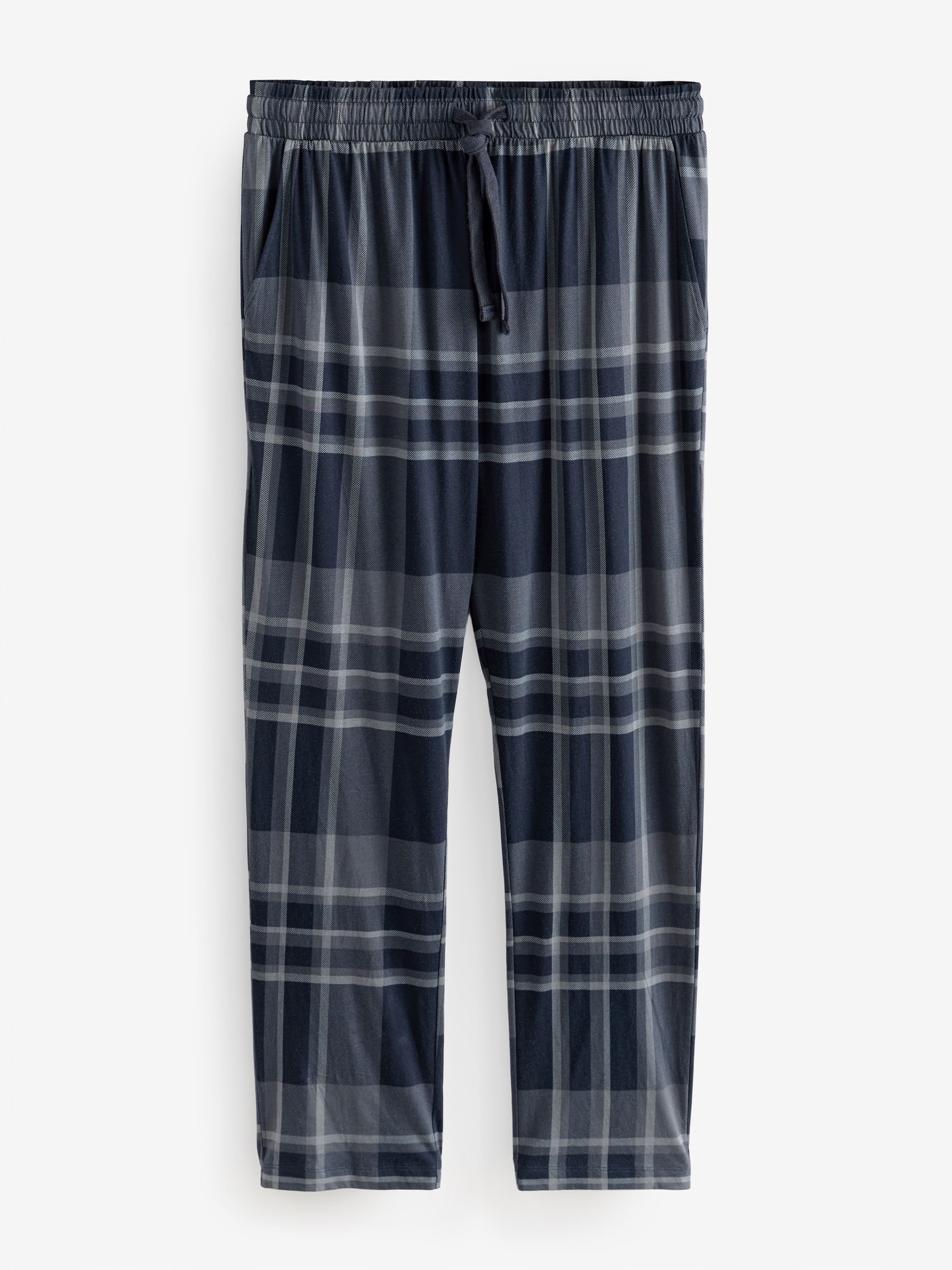 Zwart/marineblauw geruit - Jersey 100% Cotton Pyjama Bottoms 2 Pack