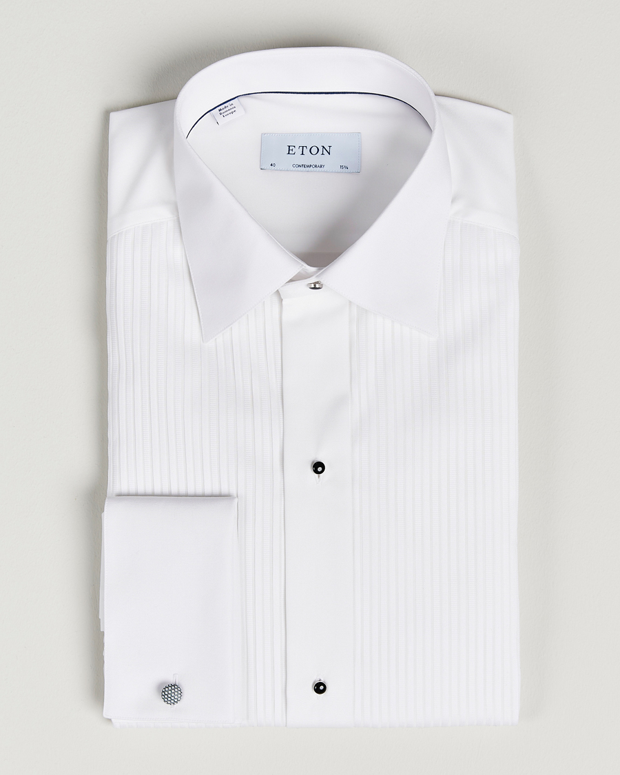 Eton Custom Fit Tuxedo Shirt Black Ribbon White