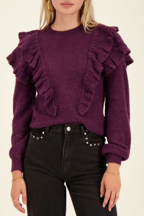 Paarse trui met ruffles