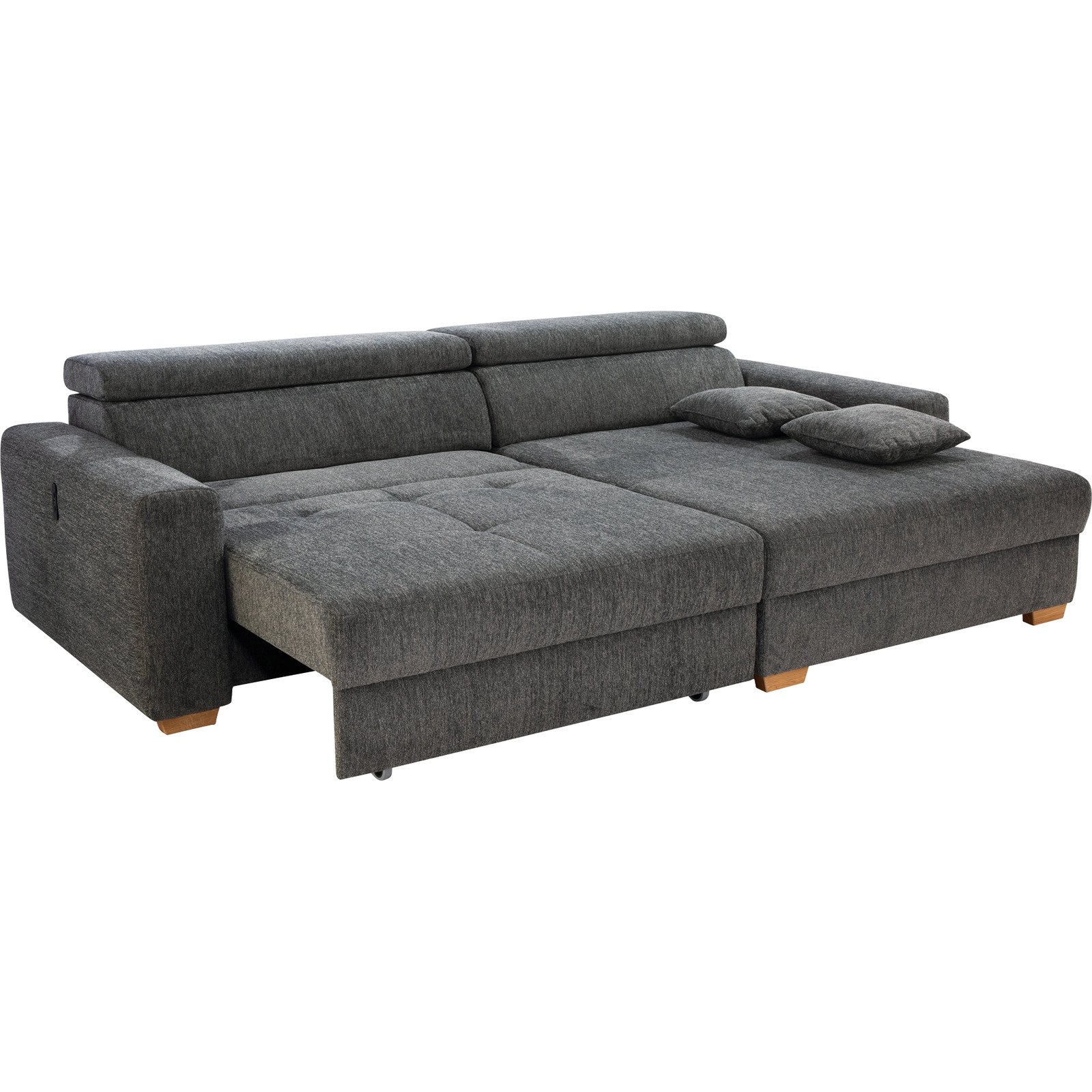Ecksofa Track Stoff anthrazit mit elektrischer Vorziehbank