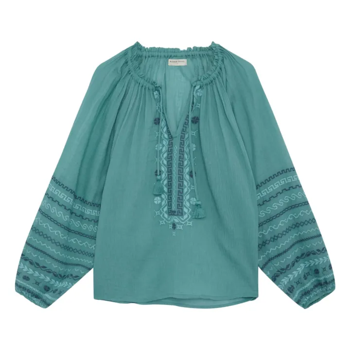 Maison Hotel Blouse Brodée Sybille | Vert d'eau