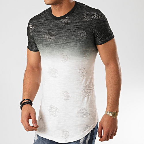 Tee Shirt Oversize Slim Fit T2072 Noir Blanc Dégradé