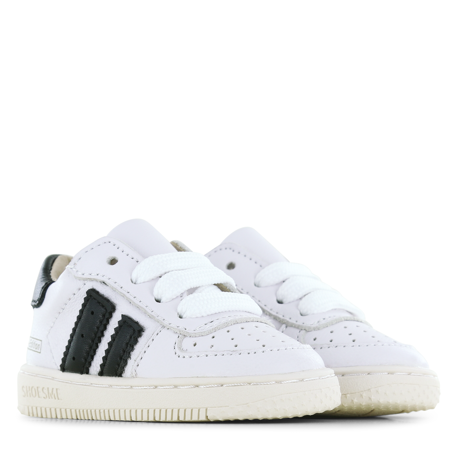 Shoesme wit-zwart sneakertje Leer | Uni schoenen