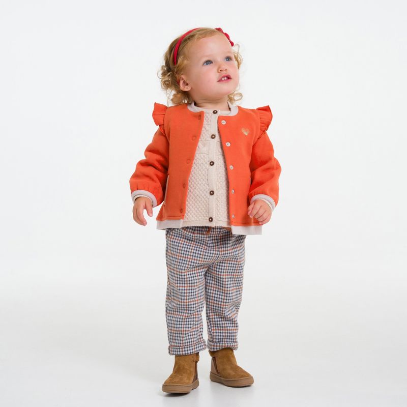 Gilet molleton à volants orange bébé fille Orange