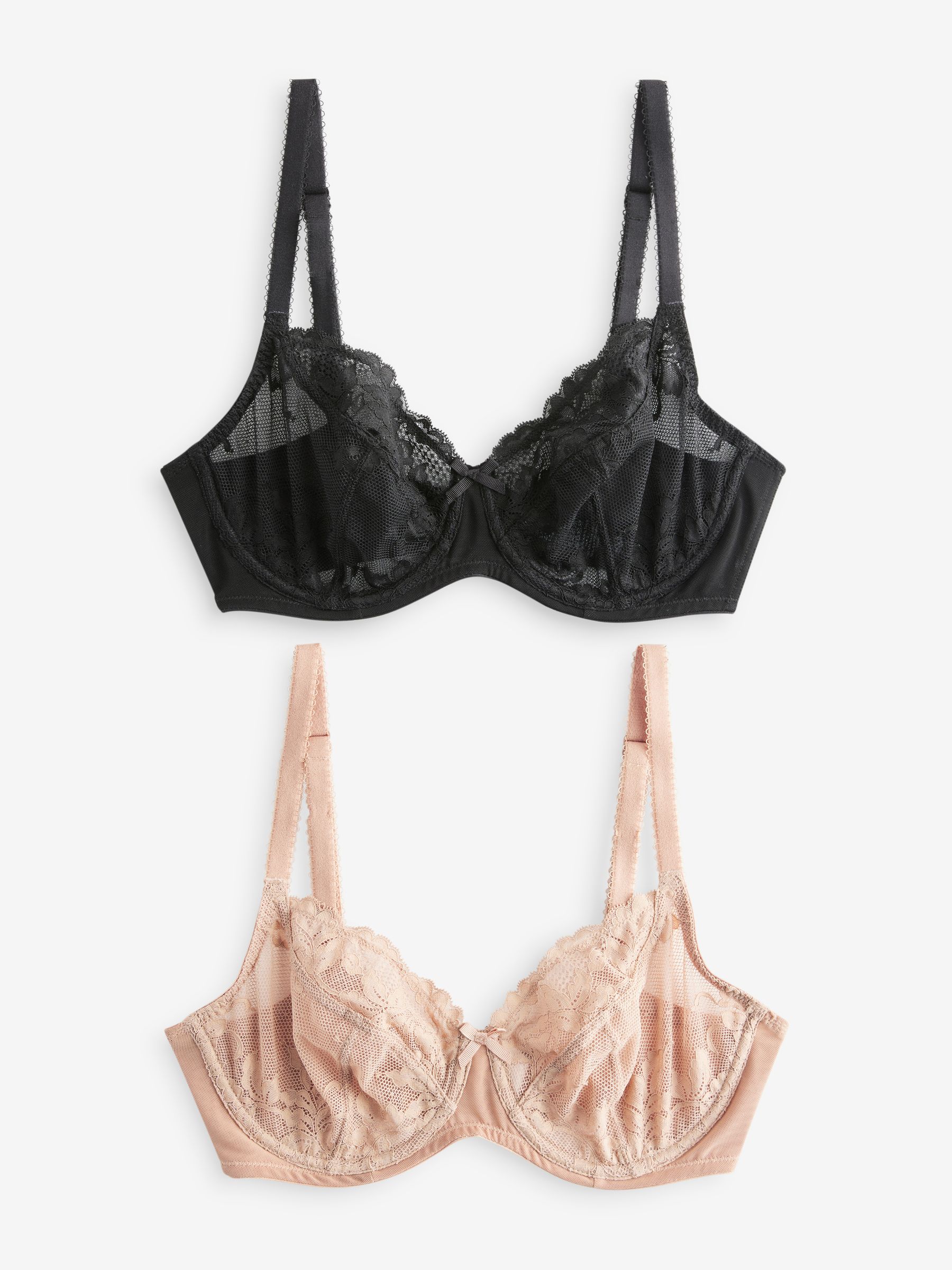 Zwart/praline huidskleur - Verpakking van 2 kanten beha's cup DD+