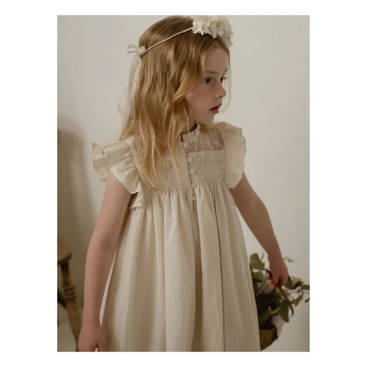 Louisiella Robe Audrey Manches Volantées | Beige