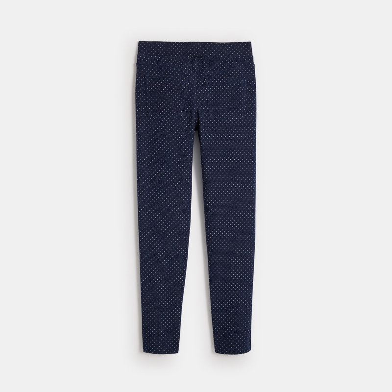 Jegging à pois en jersey milano bleu fille