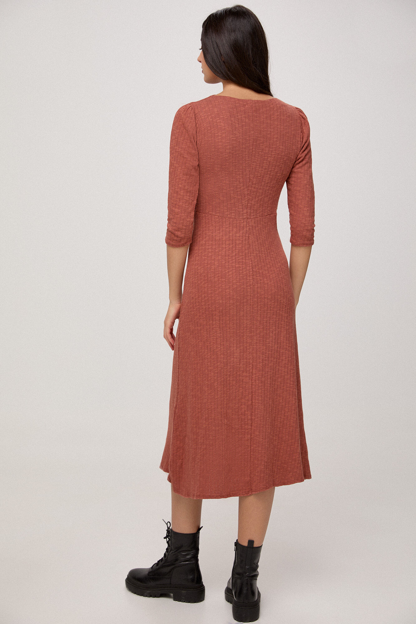 Vestido midi de malha - Laranja