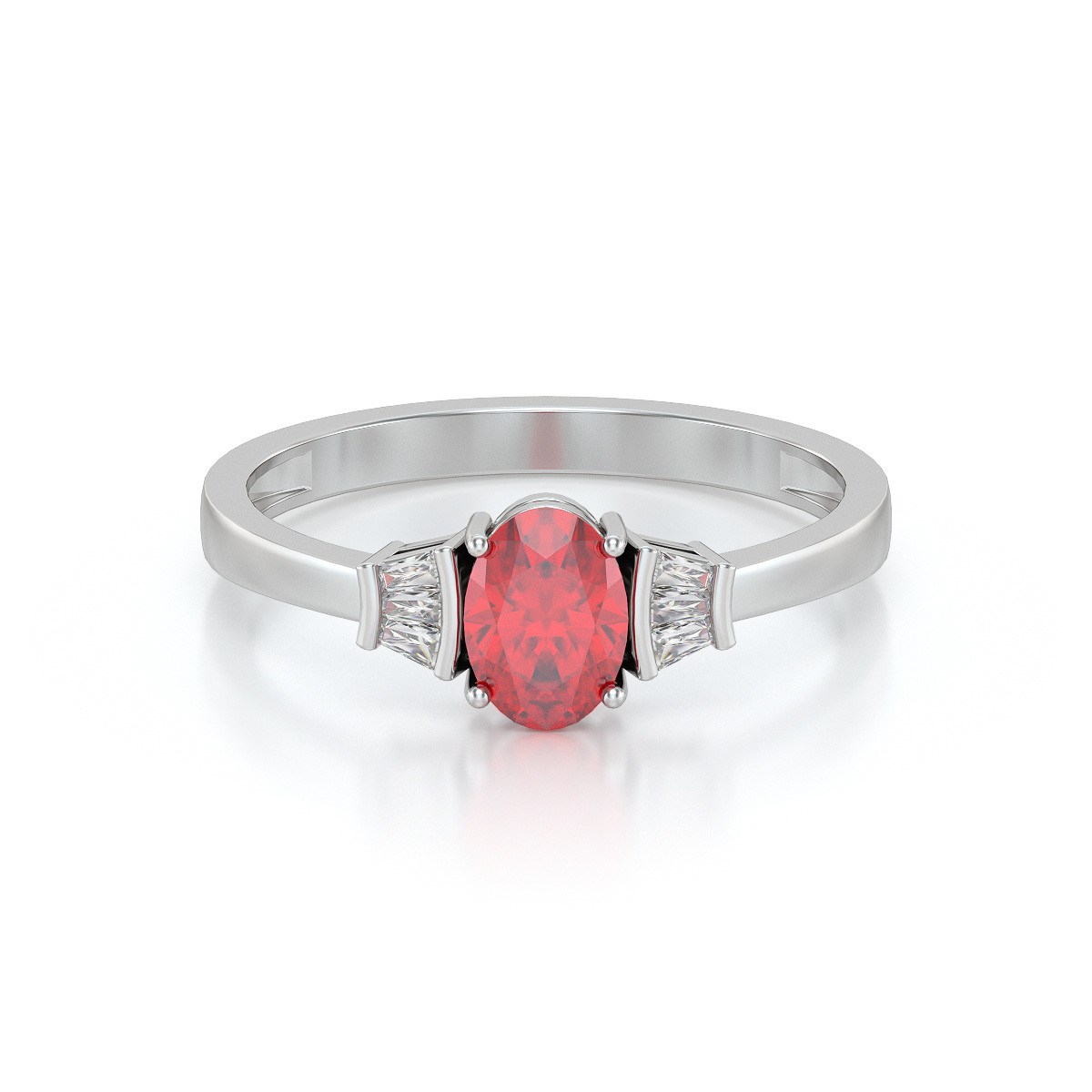 Bague ADEN Or 585 Blanc Rubis et diamants 1.99grs
