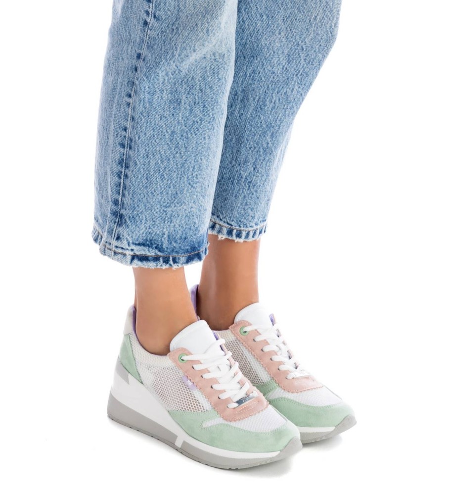 Tênis Xti 141370 Verde - Salto Anabela de 7cm -