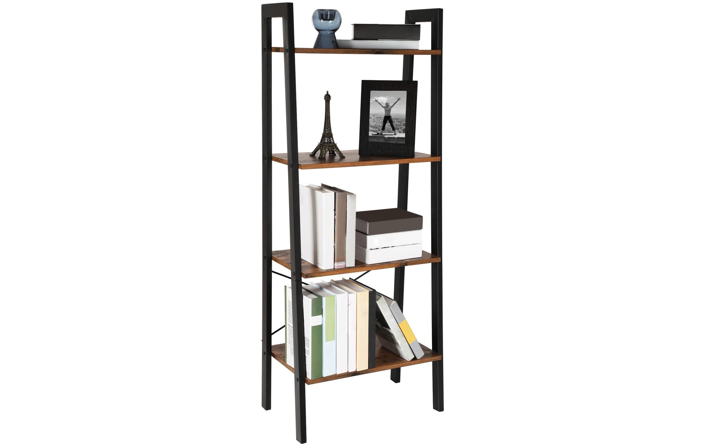 Regal mit 4 Ebenen 56 x 137.5 cm, Braun/SchwarzLeiterregal mit Metallgestell