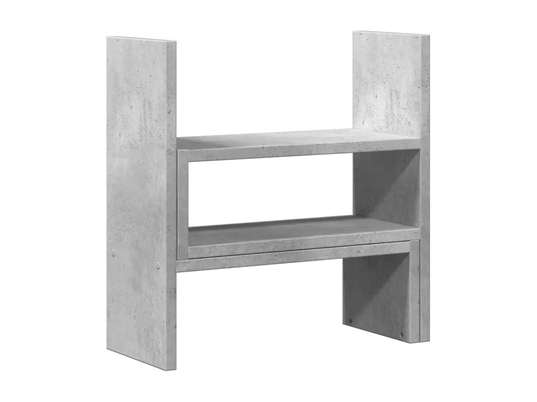 Organisateur de bureau réglable gris béton bois d'ingénierie
