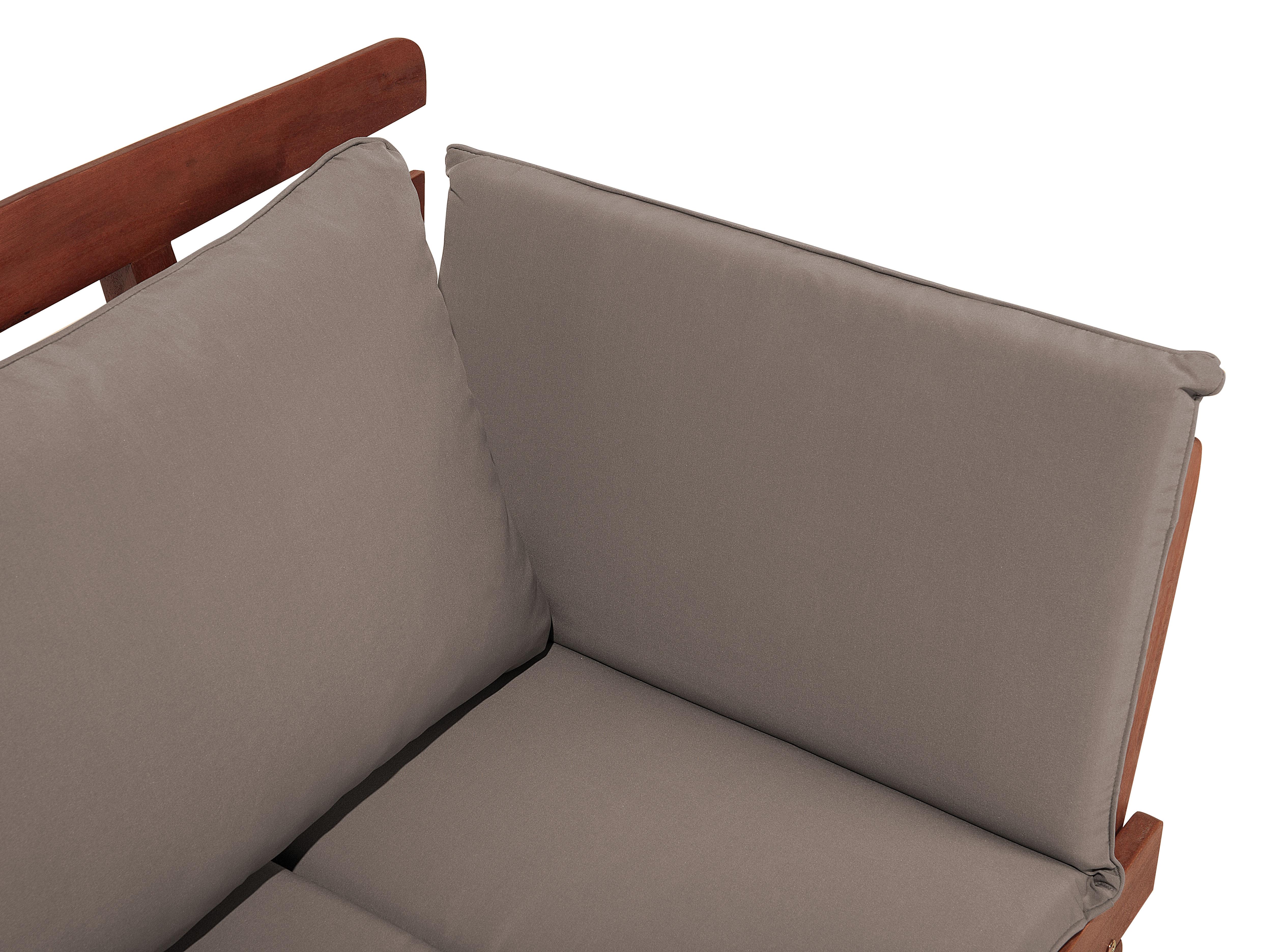 Tuinbank met zitkussen PORTICI 210 cm Eucalyptushout Donkerbruin/taupe