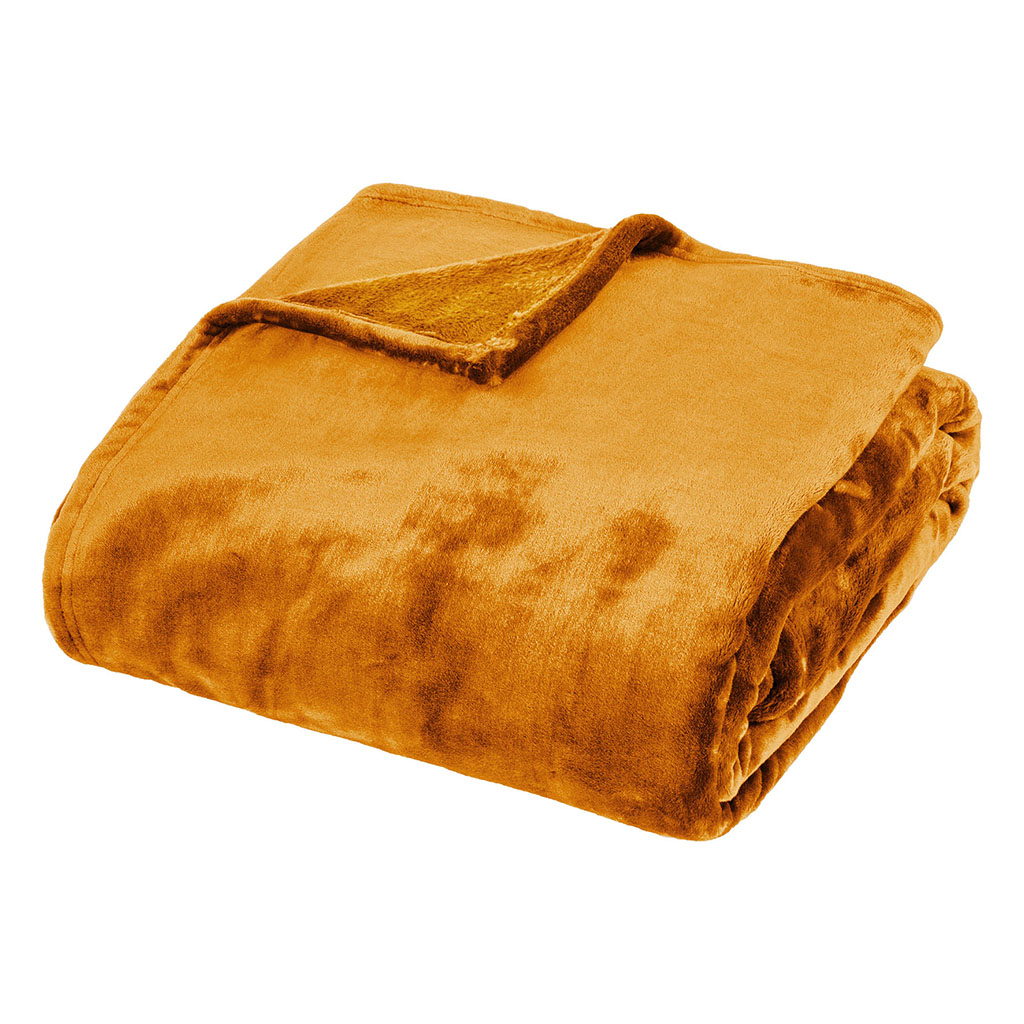 Plaid Cuddly velours ocre 180x230cm