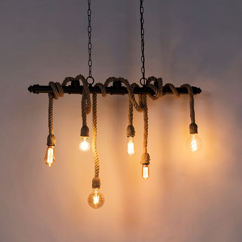 Industriële hanglamp zwart 6-lichts - Plural