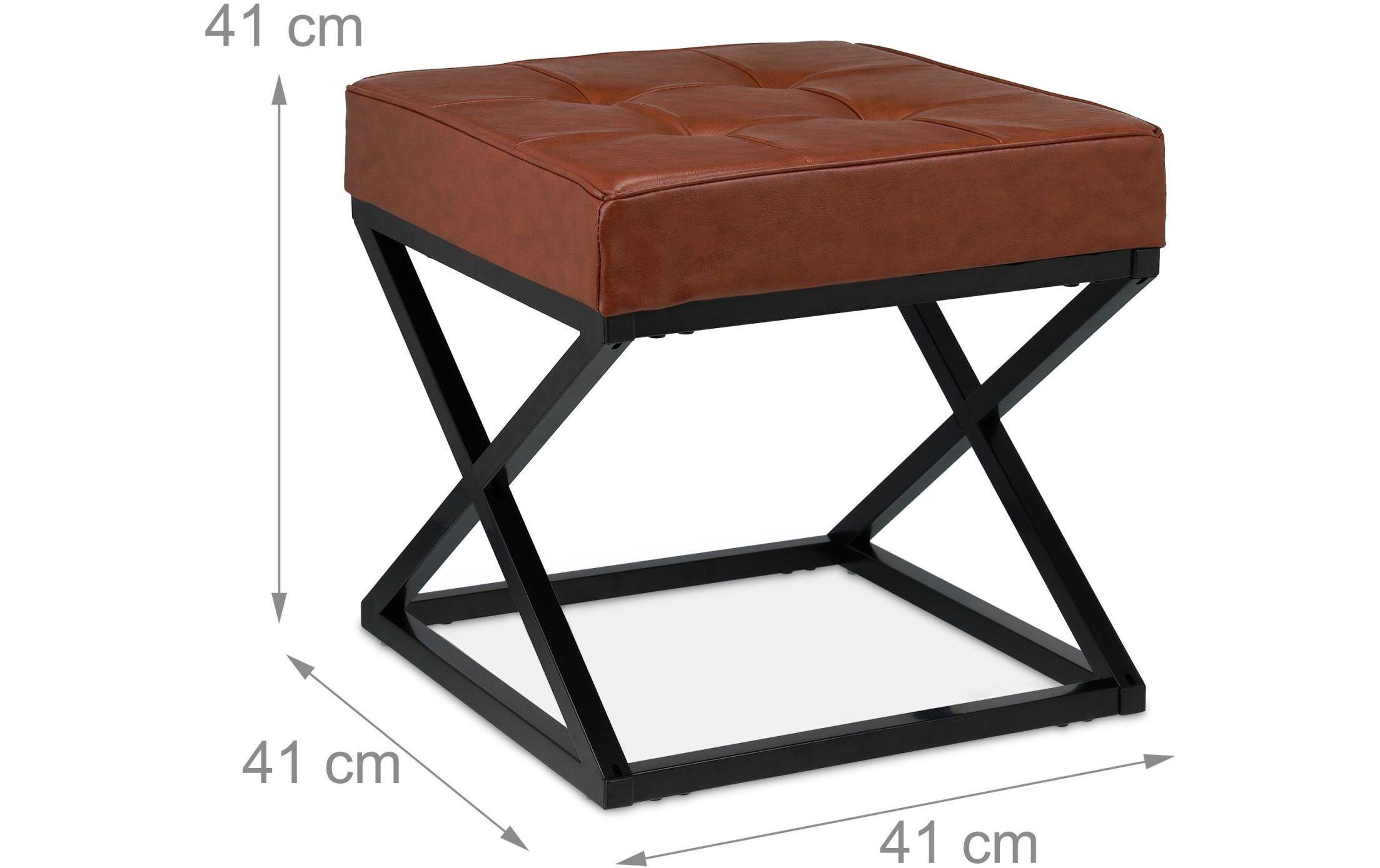 Hocker mit Kunstleder Braun/SchwarzSitzhocker mit Kunstleder