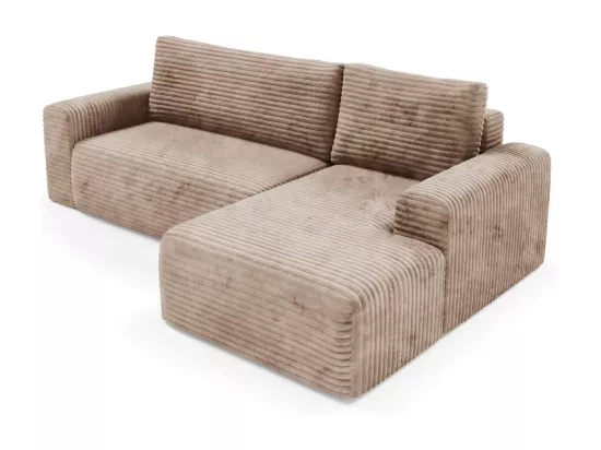 Canapé d'angle convertible en velours côtelé SONTII Braun