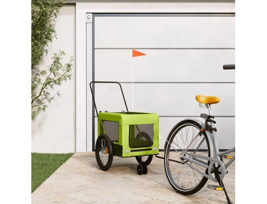 VIDAXL - Remorque de vélo pour animaux de compagnie vert et noir