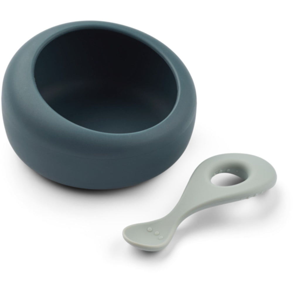 Køb LIEWOOD Whale Blue / Dove Blue Sparia Skål W. Ske
