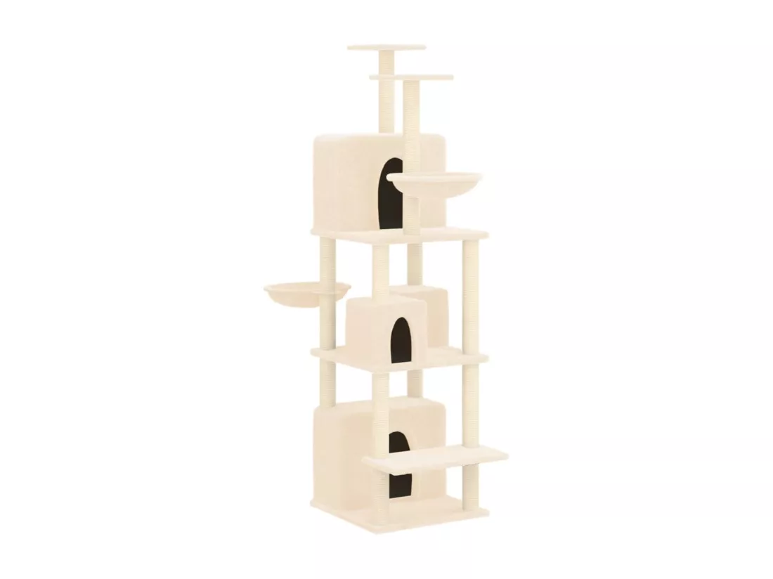 Arbre à chat avec griffoirs en sisal Crème 180 cm
