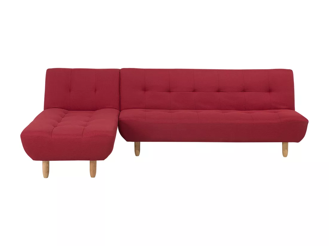 Canapé angle à gauche convertible en tissu rouge 4 places ALSTEN