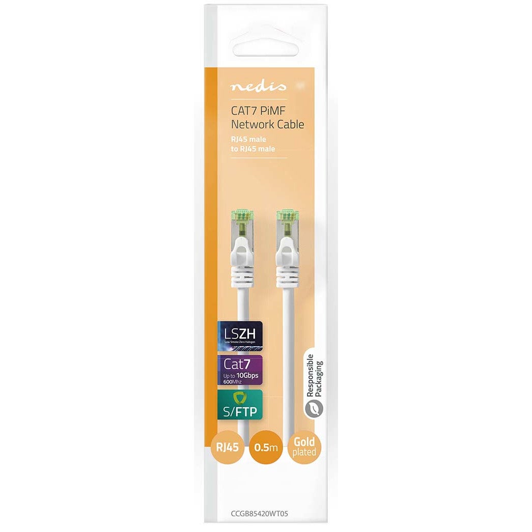 Nedis CCGB85420WT05 CAT7 PiMF kabel RJ45 male 0.5m wit