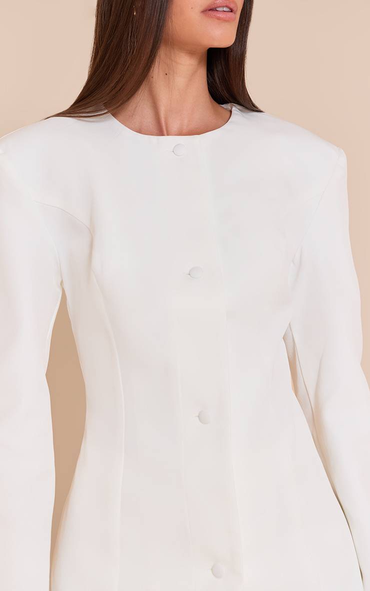 Blanc Blazer Ajusté Cintré Moutarde Foncé
