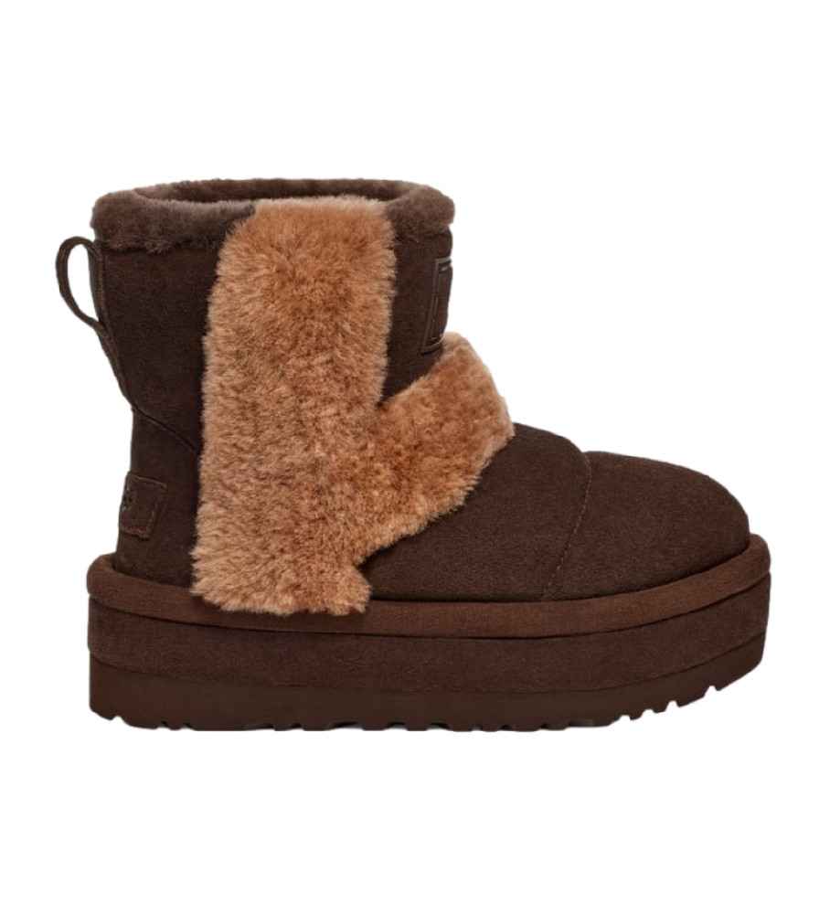 Botas UGG Classic Cloudpeak em couro marrom - Altura da plataforma: 5 cm -