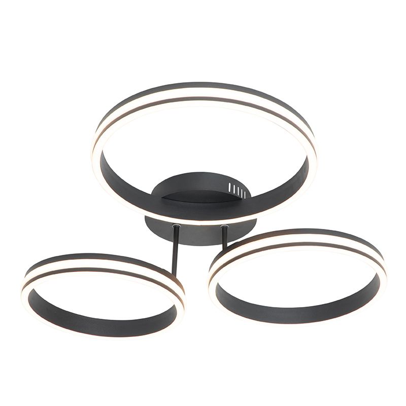 Plafondlamp zwart incl. LED 3-staps dimbaar 3-lichts - Navara