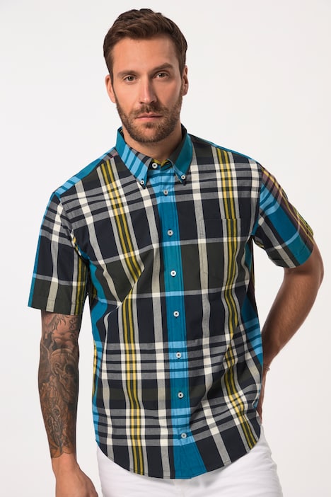 JP 1880 Karohemd, Halbarm, Buttondown-Kragen, Modern Fit, bis 8 XL