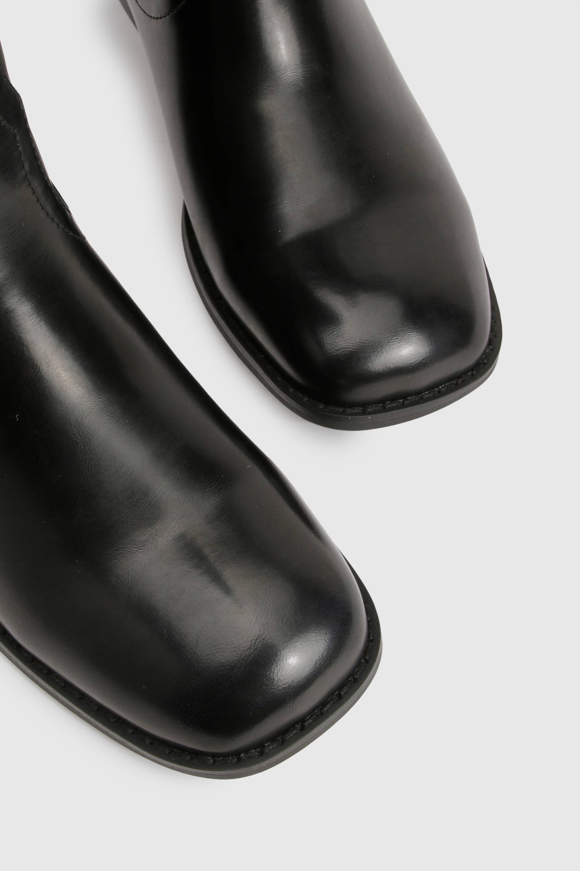 boohoo Bottes de cowboy western épurées à talon bloc effet vieilli