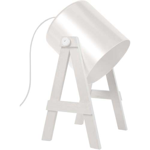 Tosel - Lámpara de escritorio redondo madera blanco Blanco