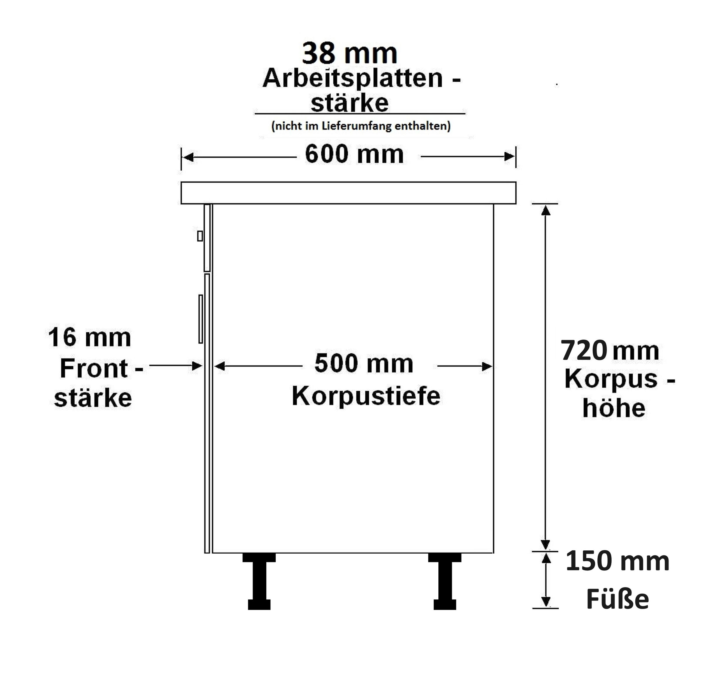Küche AVA Artisan Unterschrank 80 cm Lamellenoptik Küchenzeile Einbauküche