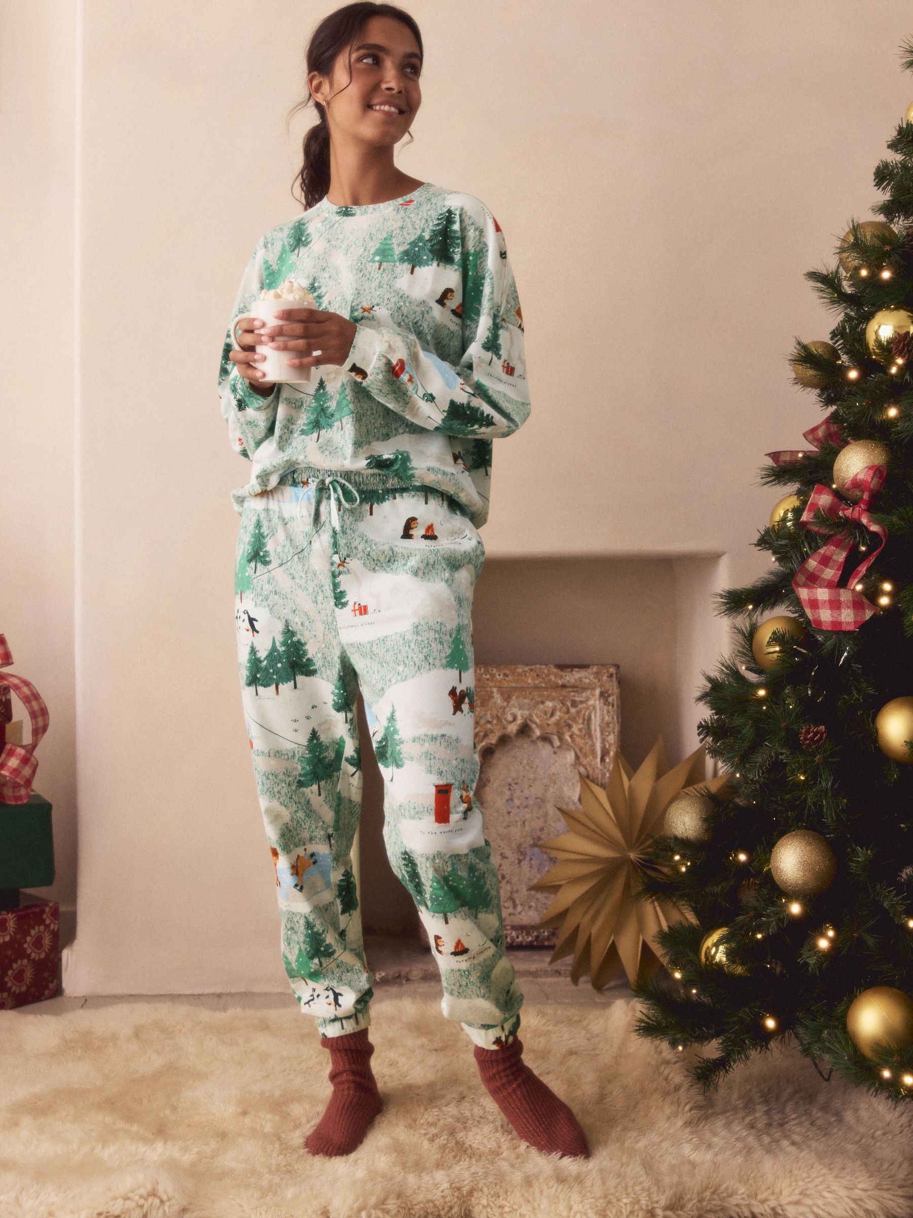Groen sneeuwtafereel - Pyjama met lange mouwen