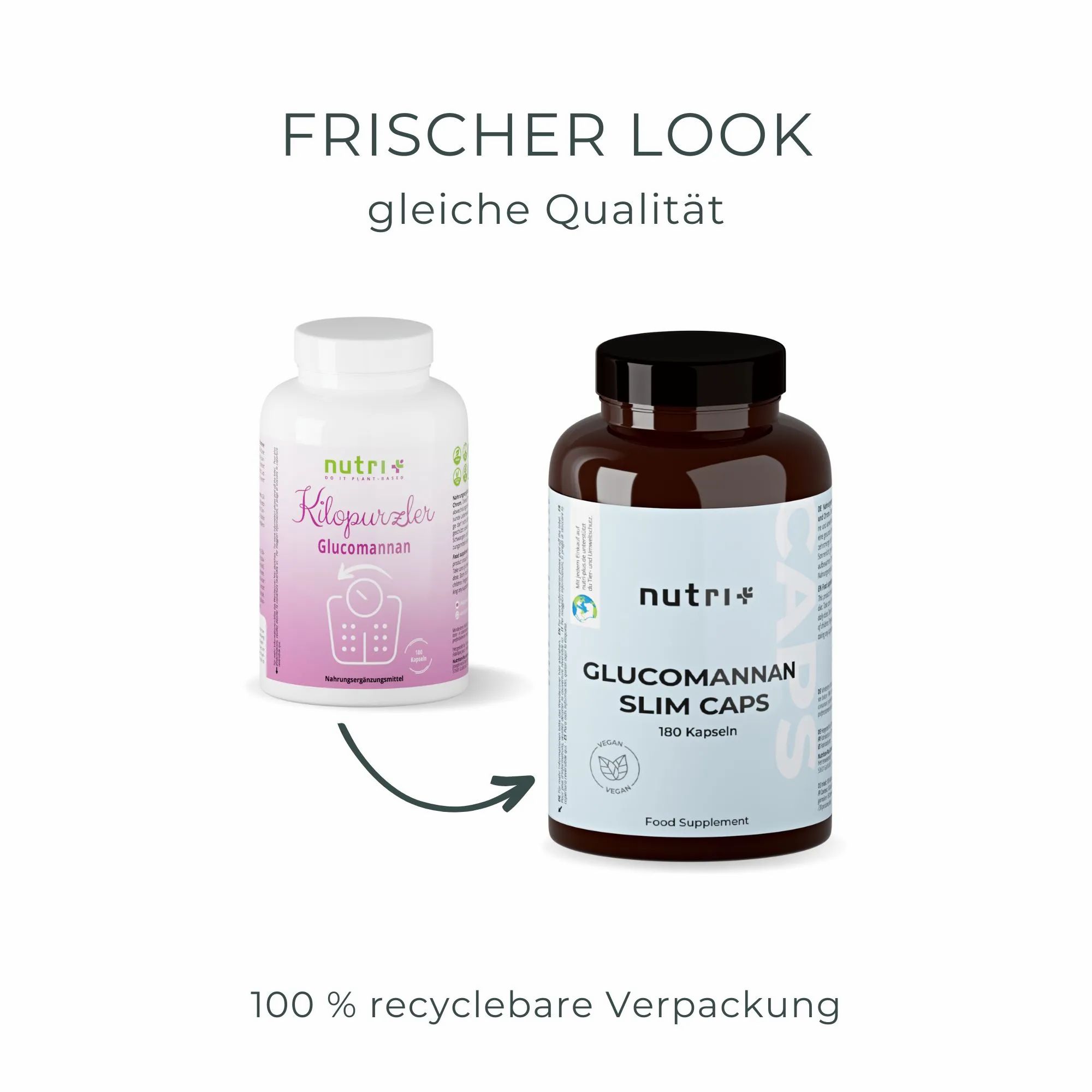Nutri+ Glucomannan Slim Kapseln - Sättigungskapseln zum Abnehmen