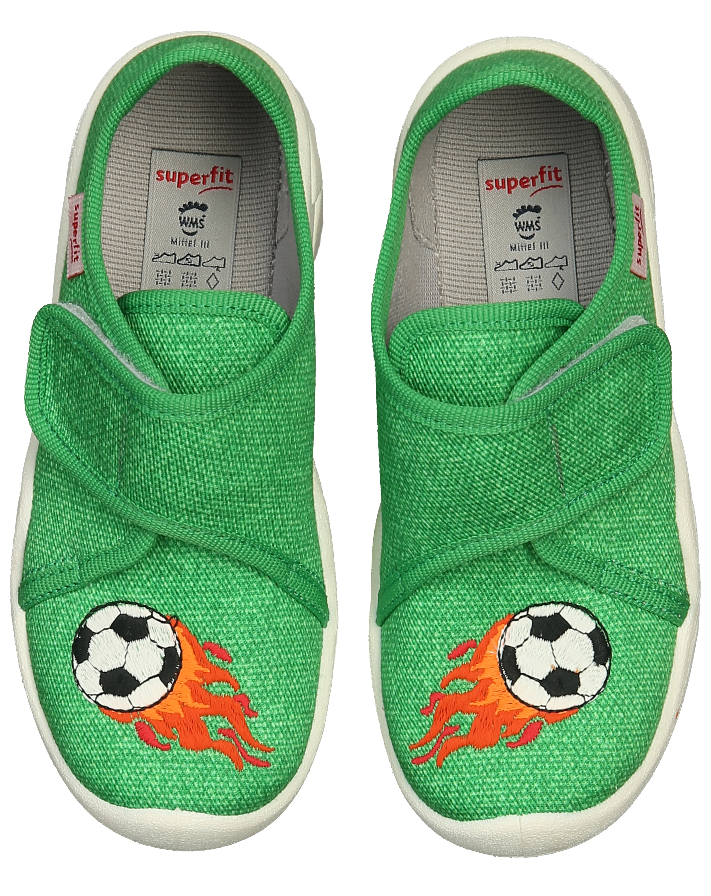 Klett-Hausschuhe BENNY - FUßBALL in grün/orange