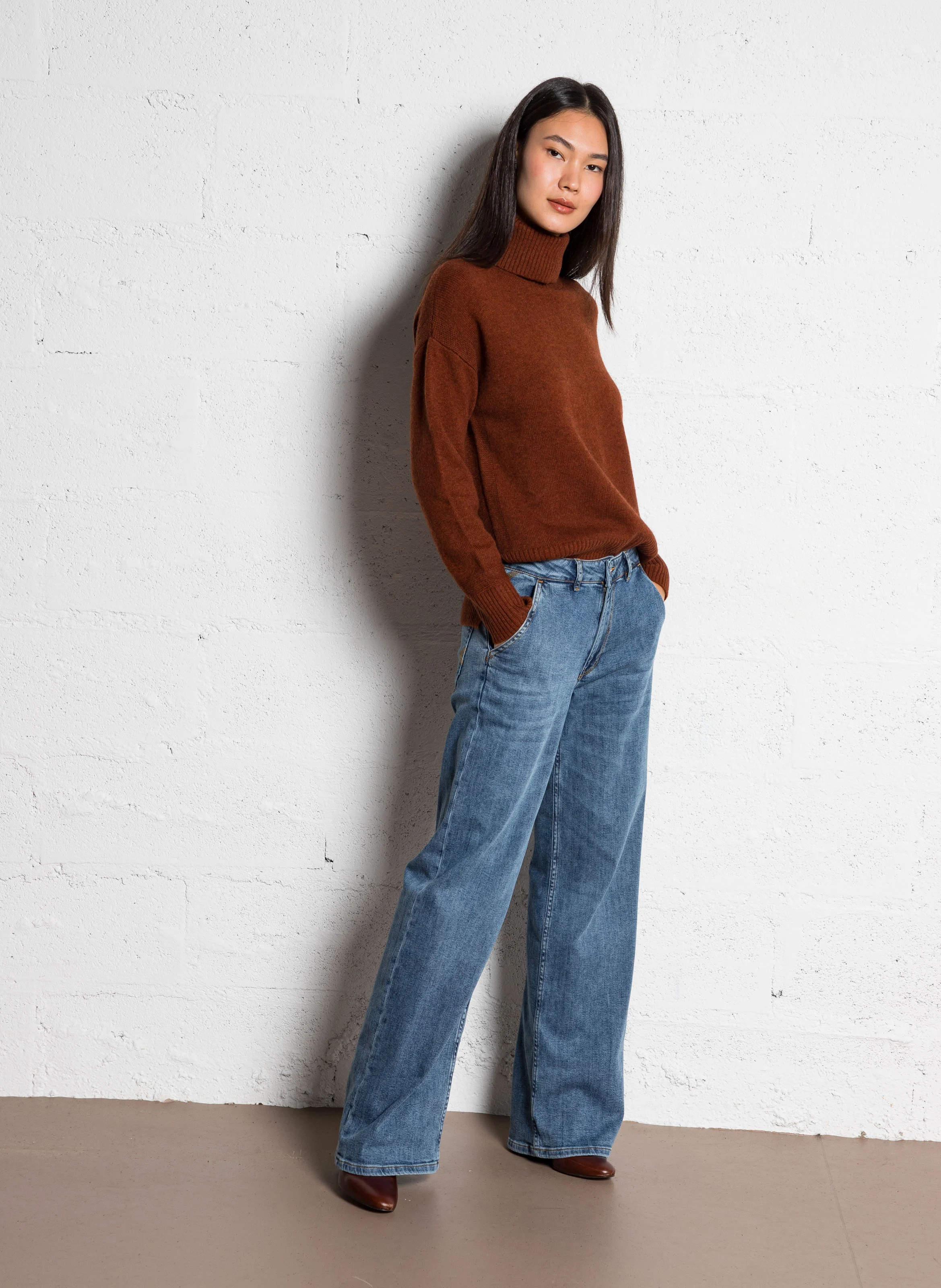 CARLOS - Pull col roulé en laine | Marron