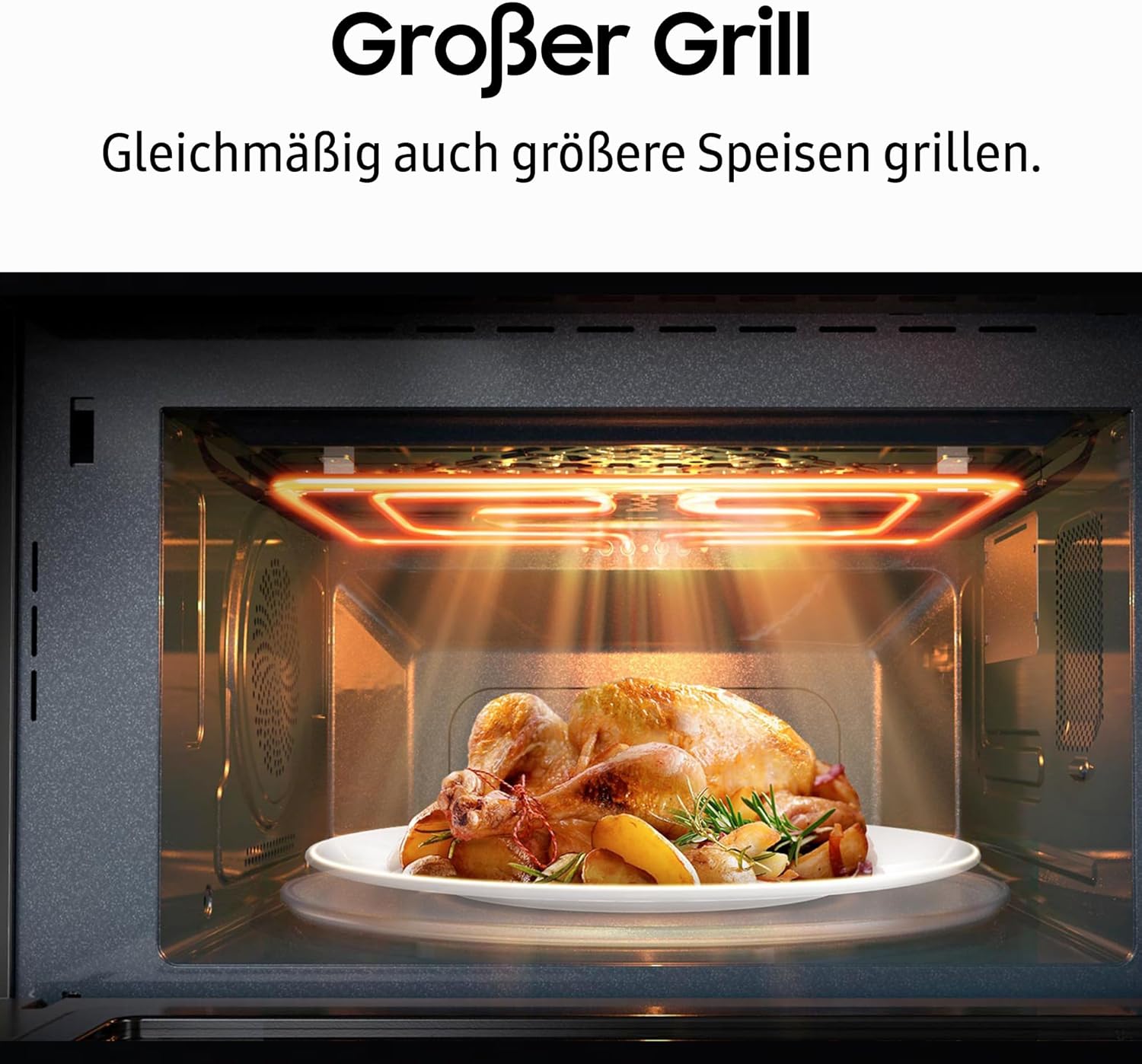 MG23K3614AW/EG Mikrowelle mit Grill / 23 Liter Garraum / 800 W/Großes Grillelement für gleichmäßige Bräunung/Kratzfester Keramik-Emaille-Innenraum, Weiß