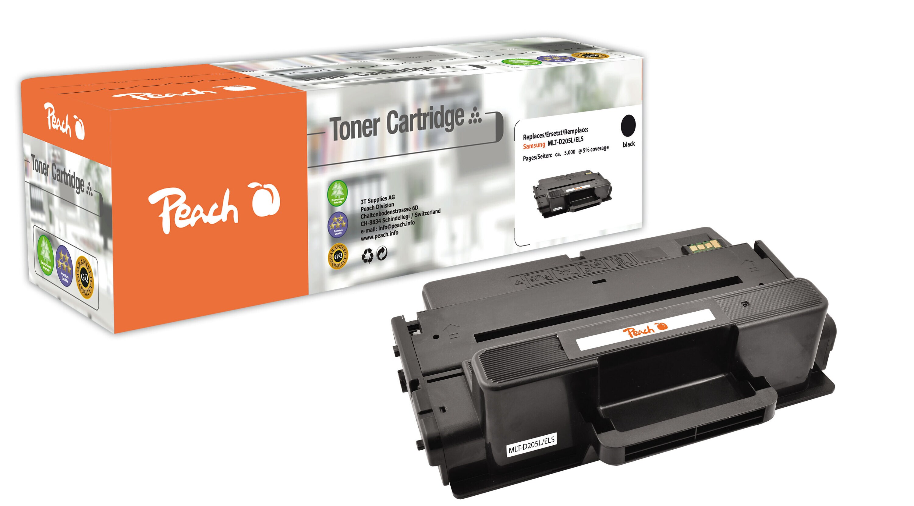 Peach S205Toner XL bk ersetzt Samsung MLT-D205L/ELS, SU963A für z.B. Samsung ML -3300, Samsung ML -3310, Samsung ML -3310 D, Samsung ML -3710 (wiederaufbereitet)
