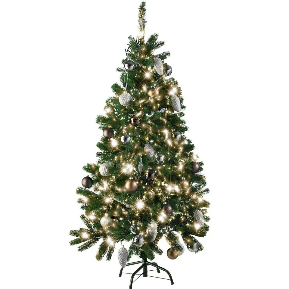 tectake Kunstkerstboom met spuitgegoten metalen standaard, Groen