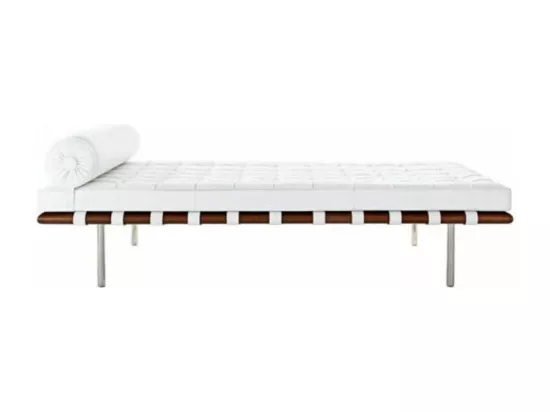 Méridienne design cuir blanc capitonné Larkow