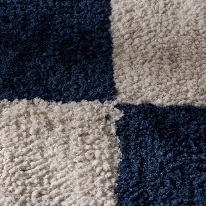 Checkerboard vloerkleed - Blox Fringe Blauw