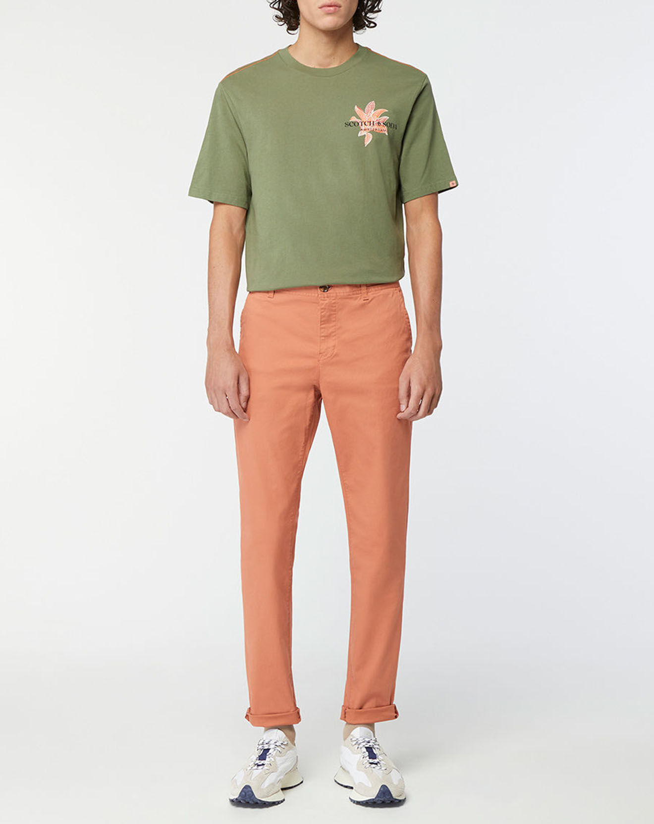 Scotch & Soda Pantalon Chino Super Slim Fit en Coton Bio mélangé Stretch brique