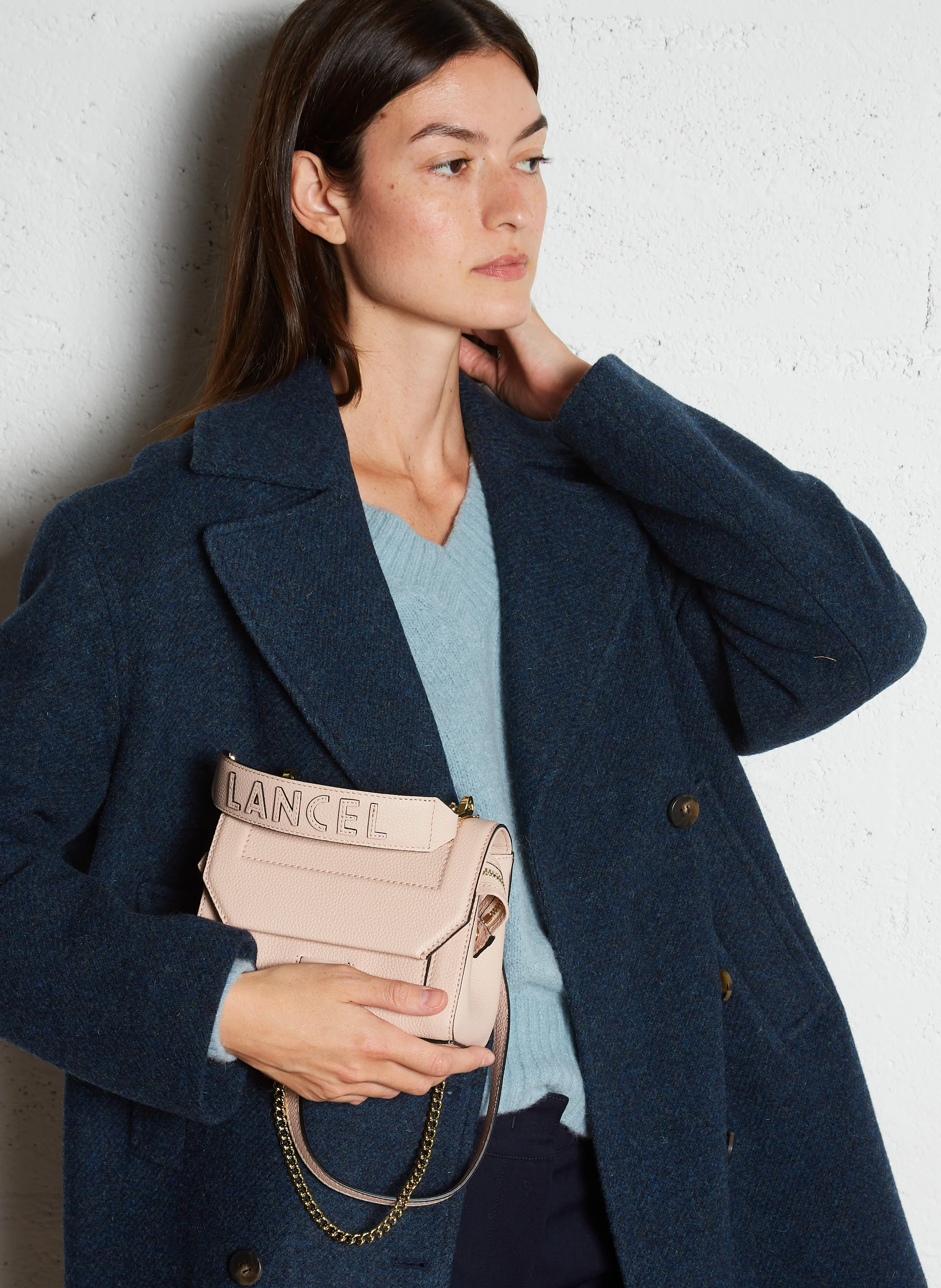 NINON S - Sac à rabat petit modèle en cuir grainé | Rose